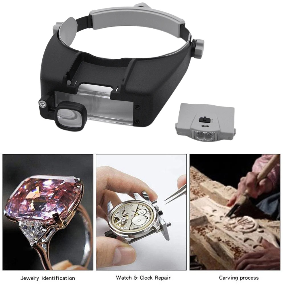 Electronics Repair Hobby - Kacamata Pembesar LED dengan Dudukan Kepala
