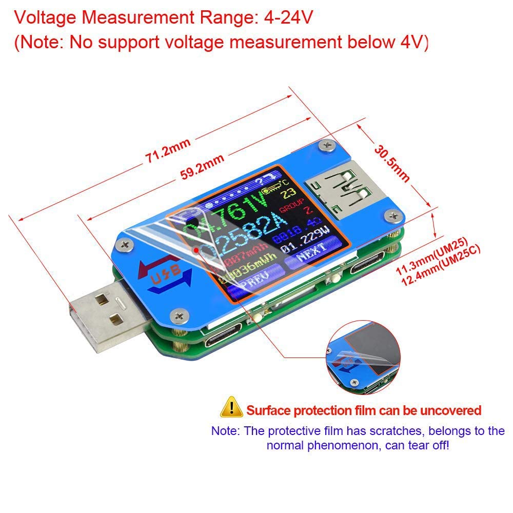 UM25 UM25C Meteran Tegangan da - Usb Ammeter Tester ulasan dan harga
