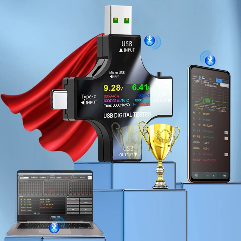 Penguji USB DC Tipe-C PD Voltm - Usb Ammeter Tester ulasan dan harga