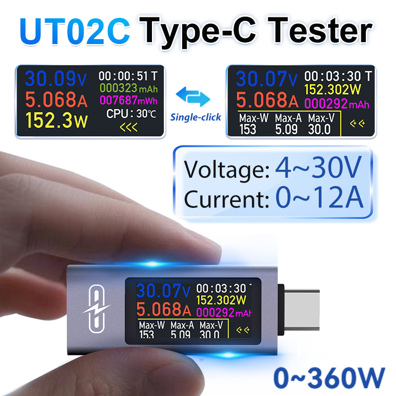 UT02C USB Layar Warna Tipe-C T - Usb Ammeter Tester ulasan dan harga